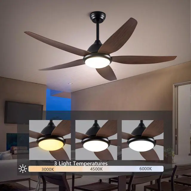 Alt view image 3 of 7 - Ceiling Fan with Lamps, 56inch Ceiling Fans with Remote Control, 5Blades, 6 Speed Reversible Dc Motor Modern for Patios, Living Room, Bedroom, Porch
