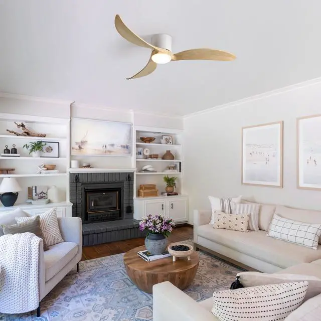 Alt view image 2 of 7 - 52-inch Ceiling Fan with Light, 3 Natural Wood Blades, Remote Control, Reversible Dc Motor for Living Room