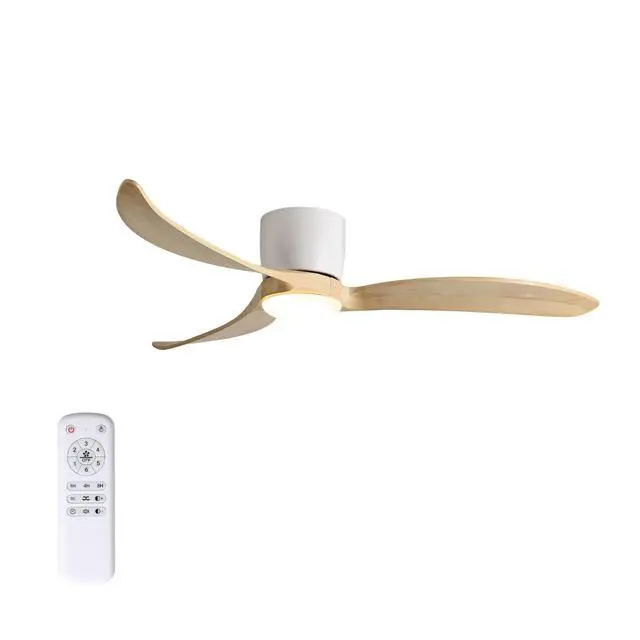 Alt view image 4 of 7 - 52-inch Ceiling Fan with Light, 3 Natural Wood Blades, Remote Control, Reversible Dc Motor for Living Room
