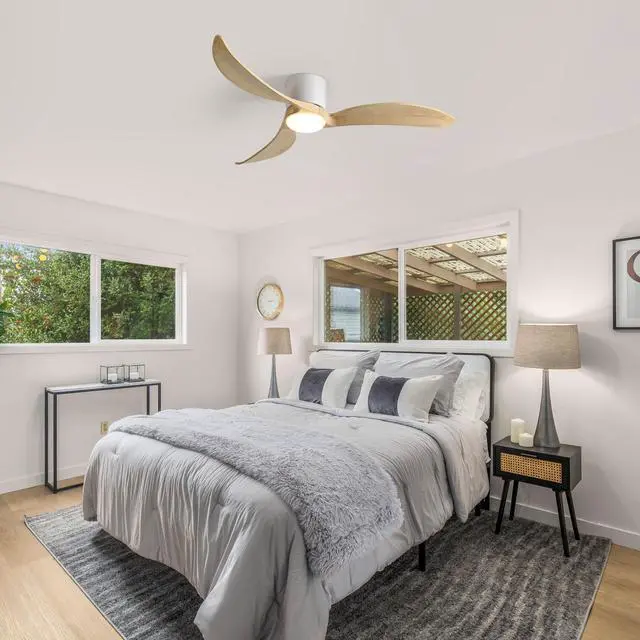 Alt view image 3 of 7 - 52-inch Ceiling Fan with Light, 3 Natural Wood Blades, Remote Control, Reversible Dc Motor for Living Room