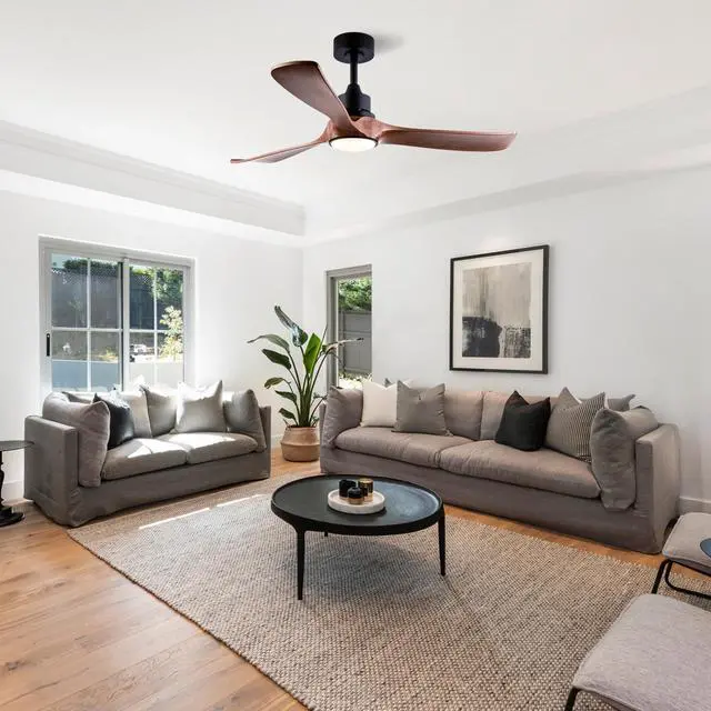 Main image of 52 inch Ceiling Fan with Light, 3 Solid Wood Blades,Remote Control,6-Speed Reversible Dc Motor for Living Room,Bed Room,Dining Room.
