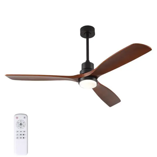 Alt view image 4 of 7 - 59 inch Ceiling Fan with Light, 3 Solid Wood Blades,Remote Control,6-Speed Reversible Dc Motor for Living Room,Bed Room,Dining Room.