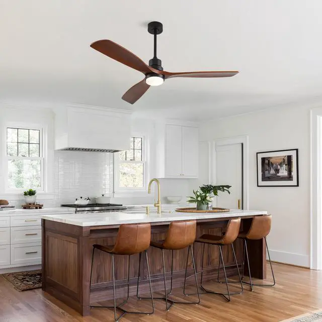 Alt view image 3 of 7 - 59 inch Ceiling Fan with Light, 3 Solid Wood Blades,Remote Control,6-Speed Reversible Dc Motor for Living Room,Bed Room,Dining Room.