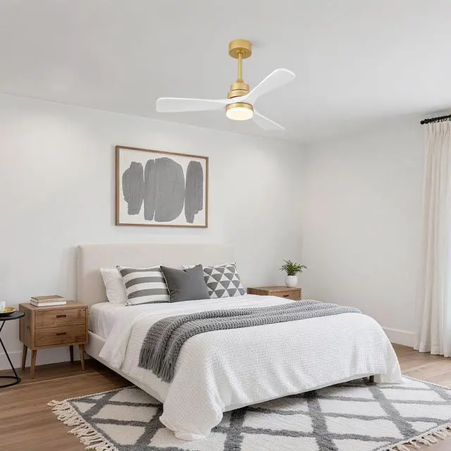 Alt view image 2 of 7 - 41 inch Ceiling Fan with Light, 3 Solid Wood Blades,Remote Control,6-Speed Reversible Dc Motor for Living Room,Bed Room,Dining Room.