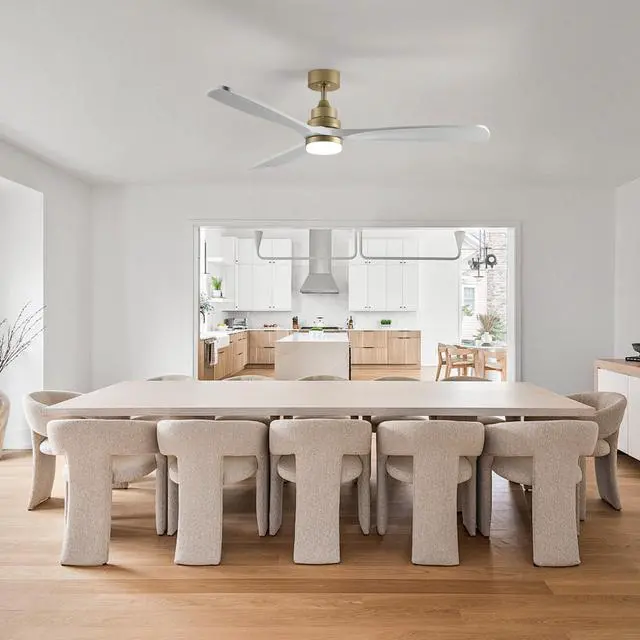 Alt view image 3 of 7 - 59.8 inch Ceiling Fan with Light, 3 Solid Wood Blades,Remote Control,6-Speed Reversible Dc Motor for Living Room,Bed Room,Dining Room.