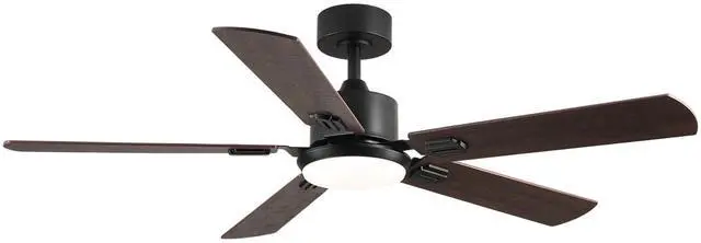 Alt view image 4 of 7 - 52" Black Ceiling Fan with Light, 5 Black Blades, 6-Speed Reversible Dc Motor for Bed Room,Dining Room,Living Room.