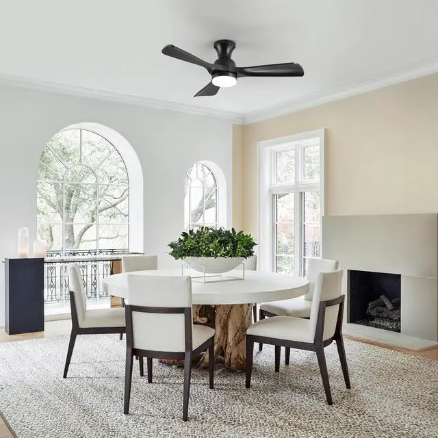 Alt view image 2 of 7 - 41.7" Black Ceiling Fan with Light, 3 Black Abs Blades, 6-Speed Reversible Dc Motor for Bed Room,Dining Room,Living Room.