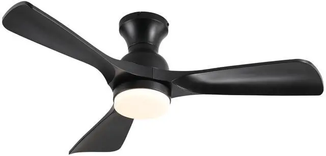 Alt view image 5 of 7 - 41.7" Black Ceiling Fan with Light, 3 Black Abs Blades, 6-Speed Reversible Dc Motor for Bed Room,Dining Room,Living Room.