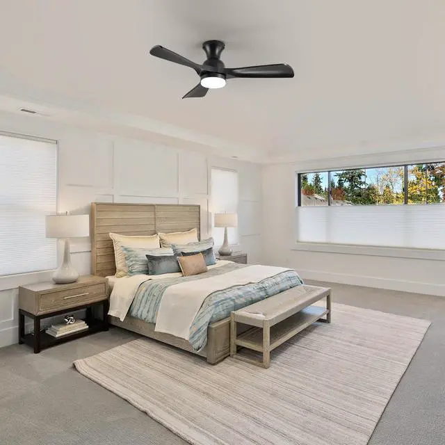 Alt view image 3 of 7 - 41.7" Black Ceiling Fan with Light, 3 Black Abs Blades, 6-Speed Reversible Dc Motor for Bed Room,Dining Room,Living Room.