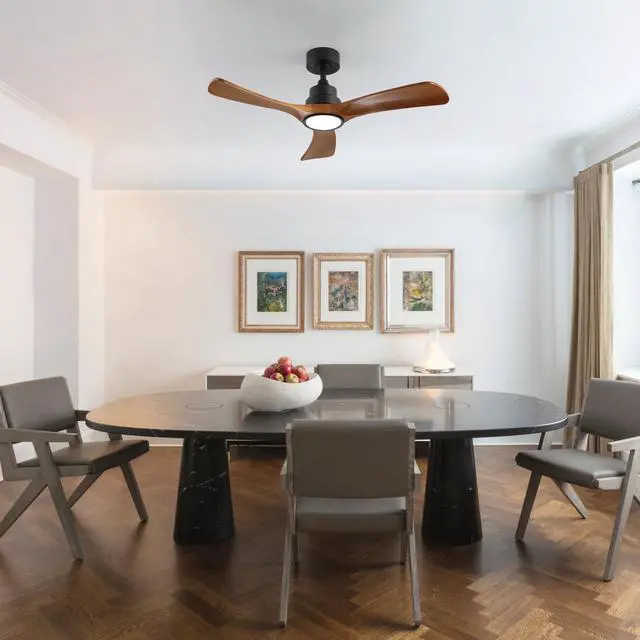 Main image of 41.7" Black Ceiling Fan with Light, 3 Solid Wood Blades, 6-Speed Reversible Dc Motor for Bed Room,Dining Room,Living Room.