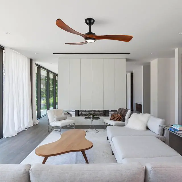 Alt view image 3 of 7 - 72" Black Ceiling Fan with Light, 3 Solid Wood Blades, 6-Speed Reversible Dc Motor for Bed Room,Dining Room,Living Room.