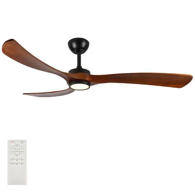 Alt view image 4 of 7 - 72" Black Ceiling Fan with Light, 3 Solid Wood Blades, 6-Speed Reversible Dc Motor for Bed Room,Dining Room,Living Room.