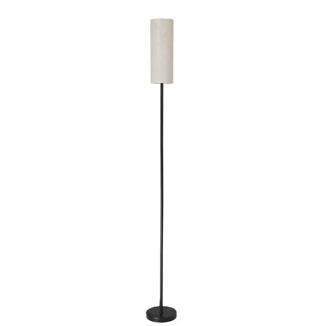 Alt view image 4 of 7 - 69-inch Black Metal Floor Lamp with Fabric Shade