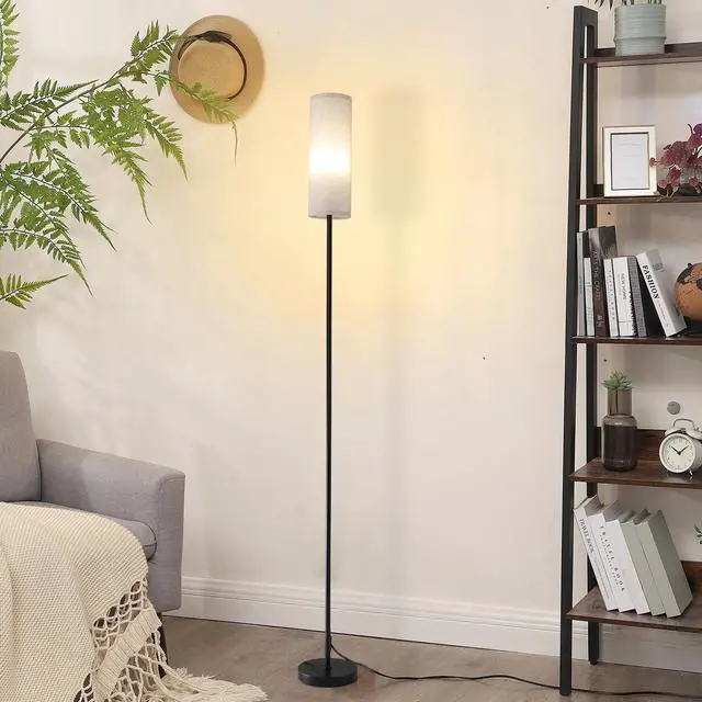 Alt view image 6 of 7 - 69-inch Black Metal Floor Lamp with Fabric Shade