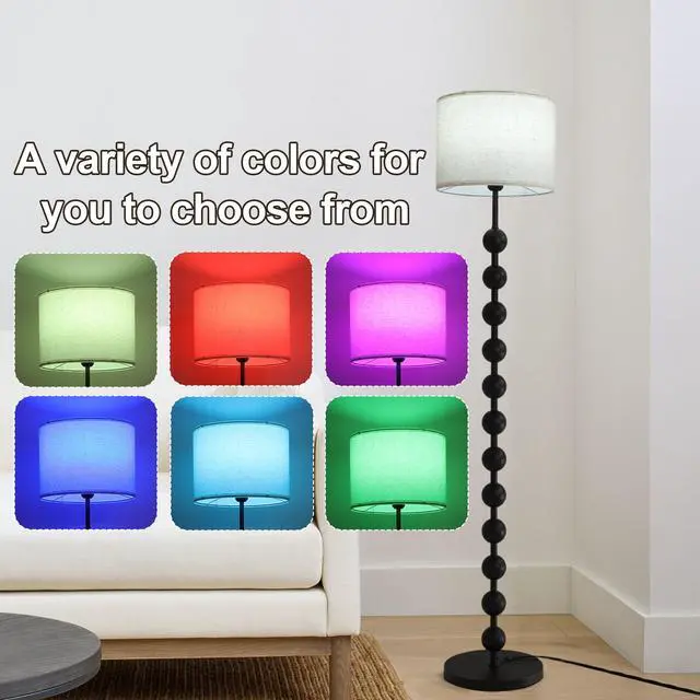 Alt view image 3 of 7 - 63-inch Modern Floor Lamp with Spherical Base and Linen Shade