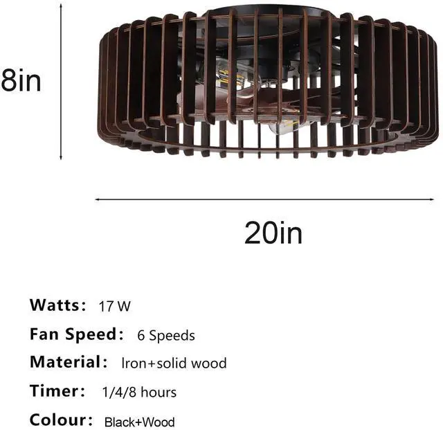 Alt view image 5 of 7 - Semi Flush Mount Ceiling Light, Ceiling Light with Handcrafted Wooden Sat Shade ,for Bedroom Hallway Living Room Kitchen,4-Light Wooden Chandelier, 3 Abs Blades