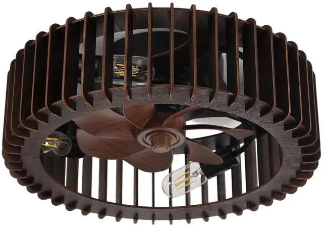 Alt view image 4 of 7 - Semi Flush Mount Ceiling Light, Ceiling Light with Handcrafted Wooden Sat Shade ,for Bedroom Hallway Living Room Kitchen,4-Light Wooden Chandelier, 3 Abs Blades