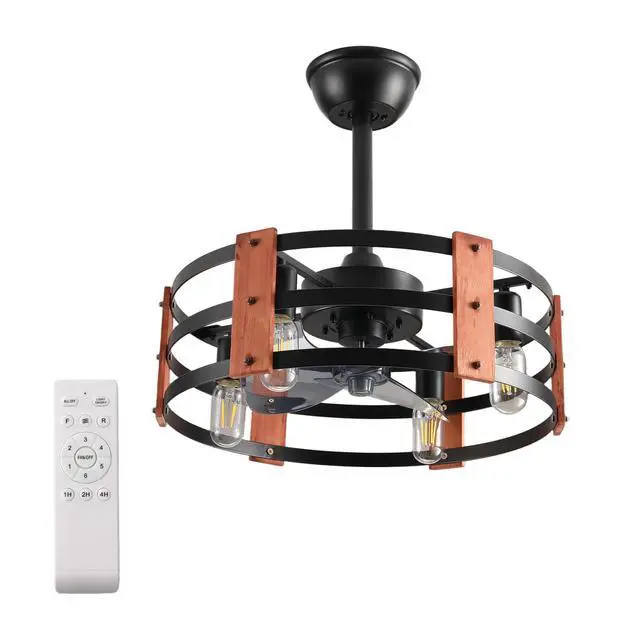 Alt view image 4 of 7 - 19-inch Ceiling Fan with Light, Modern Ceiling Fan with 4 Bulb,3 Blades,Reversible Motor for The Living Room, Bedroom, and Kitchen, Black