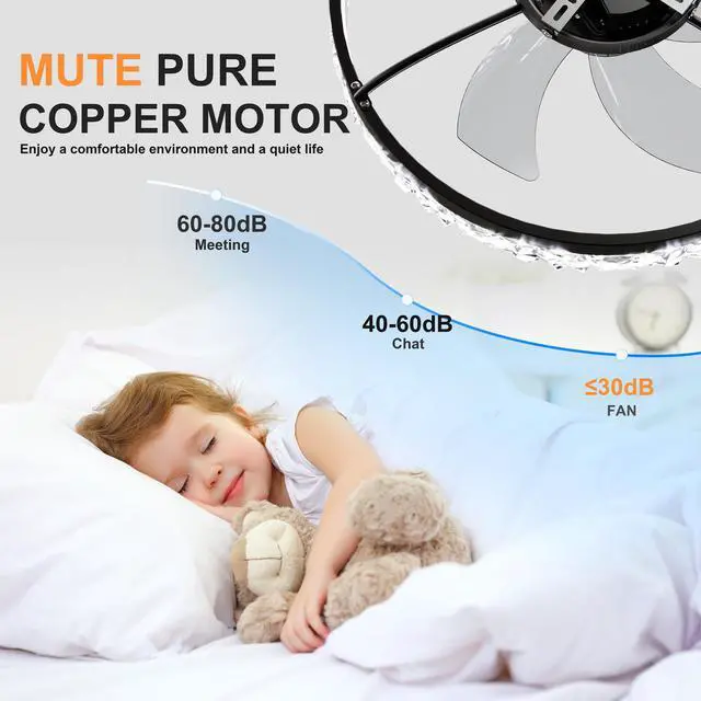 Alt view image 5 of 7 - 19.7" Ceiling Fans with Lights Remote and App Control, Dimmable 3-Color and 6-Speed Quiet Dc Motor, Black Ceiling Fan for Living Room Bedroom