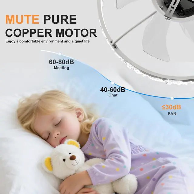 Alt view image 6 of 7 - 19.7" Ceiling Fans with Lights Remote and App Control, Dimmable 3-Color and 6-Speed Quiet Dc Motor, White Ceiling Fan for Living Room Bedroom