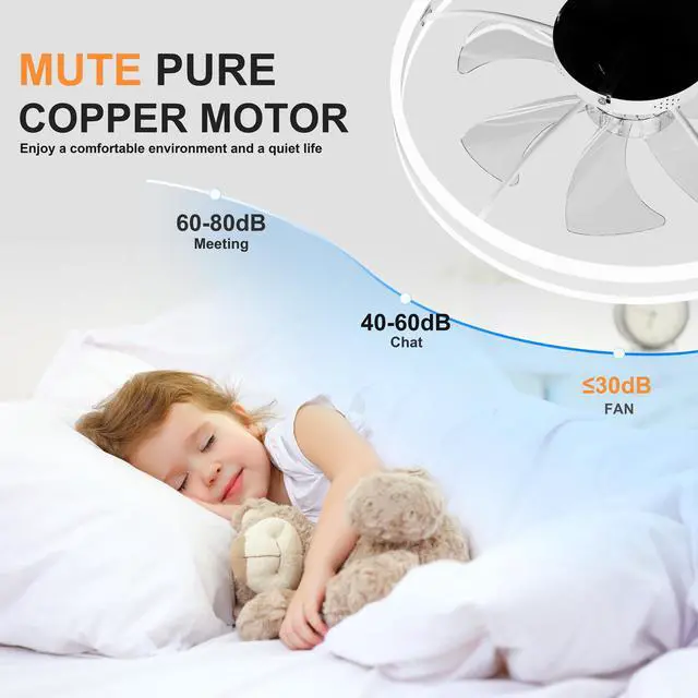 Alt view image 7 of 7 - 23.6 inch Ceiling Fan with Light, Quiet Dc Motor, Dimmable 3-Color Temperature 3000K-6500K, App & Remote Control, with Timing