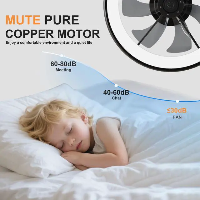 Alt view image 4 of 7 - 24.4" Large Size Black Ultra-Thin Ceiling Fan with Light, 6-Speed Reversible Fandelier, 3-Color Temp Dimmable, Remote & App Control, Silent Motor, Ideal for Large Rooms Living Areas