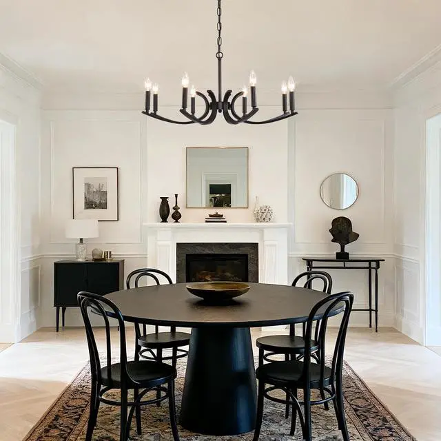 Alt view image 5 of 7 - 8-Light Farmhouse Chandelier, Black Metal Chandeliers Light Fixtures industrial for High Ceiling Living Dining Room Foyer. Adjustable Height-E12