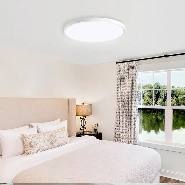 Alt view image 4 of 7 - 11.8 inch White Ultra-Thin Ceiling Light 6500K Led Flush Mount Ceiling Lamp for Bedroom, Bathroom, Hallway