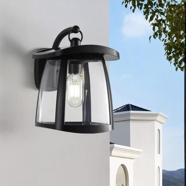 Alt view image 4 of 7 - Black Ip54 Waterproof Solar Wall Lanterns, 4 Lighting Modes with Button Control, Outdoor Hanging Lights with 2 Solar Panels