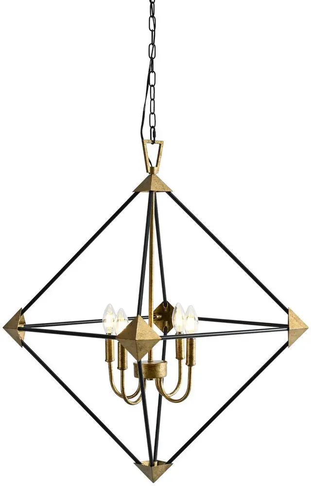 Main image of Modern 4-Light Metal Hanging Lantern Pendant Light Fixtures Matte Black & Antique Gold Finish Lantern Chandeliers (E12 Bulbs Not included)