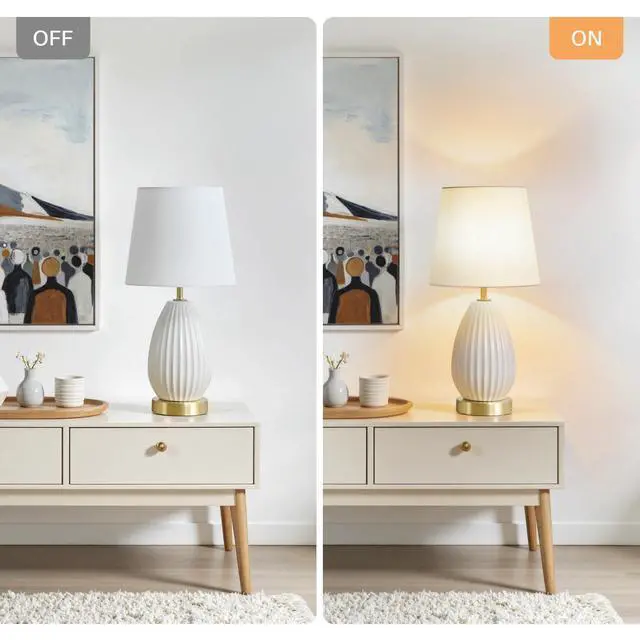 Alt view image 5 of 7 - 18-inch Set Of 2 Table Lamps, Antique Brass and White Finish, Rotary Switch, E26 Socket Bulb Not included (60W Max)