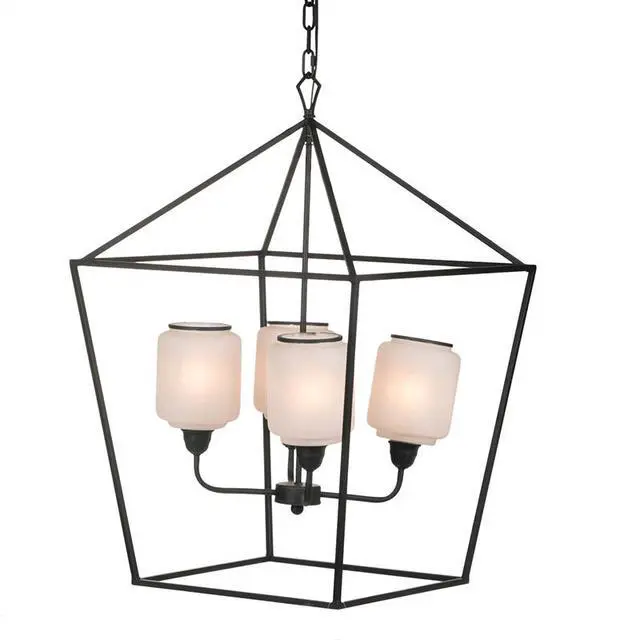 Alt view image 2 of 7 - 21.7x21.7x33.5 " Iron Chandelier, Sleek industrial Style Hanging Light Fixture for Kitchen Dining Room Foyer Entryway, Bulb Not included