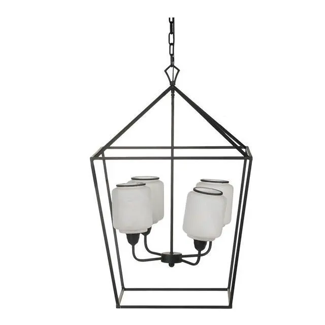 Alt view image 3 of 7 - 21.7x21.7x33.5 " Iron Chandelier, Sleek industrial Style Hanging Light Fixture for Kitchen Dining Room Foyer Entryway, Bulb Not included