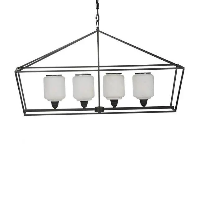 Alt view image 2 of 7 - 41.7x14.2x23.8" Iron Chandelier, Sleek industrial Style Hanging Light Fixture for Kitchen Dining Room Foyer Entryway, Bulb Not included