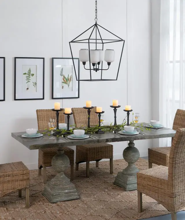 Alt view image 6 of 7 - 21.7x21.7x33.5 " Iron Chandelier, Sleek industrial Style Hanging Light Fixture for Kitchen Dining Room Foyer Entryway, Bulb Not included