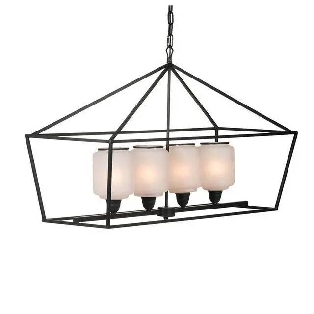Alt view image 4 of 7 - 41.7x14.2x23.8" Iron Chandelier, Sleek industrial Style Hanging Light Fixture for Kitchen Dining Room Foyer Entryway, Bulb Not included