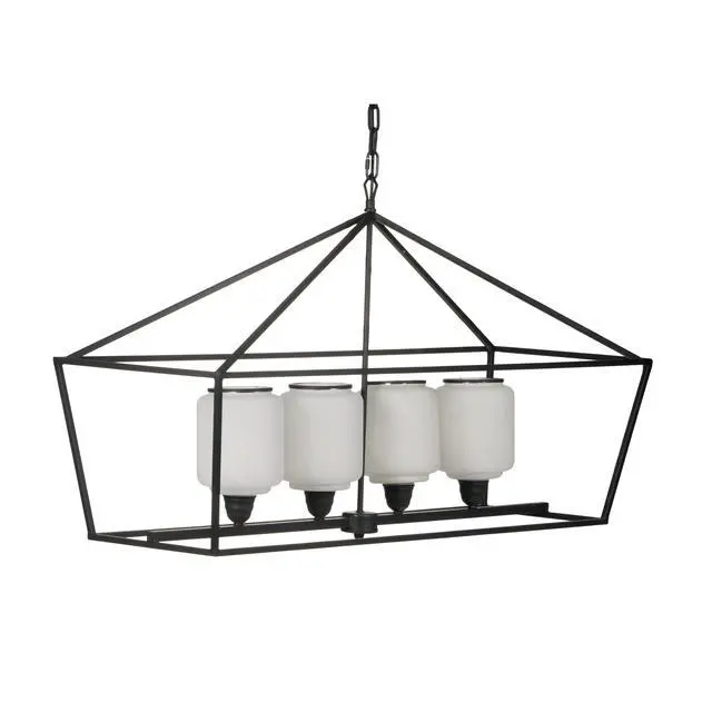 Alt view image 3 of 7 - 41.7x14.2x23.8" Iron Chandelier, Sleek industrial Style Hanging Light Fixture for Kitchen Dining Room Foyer Entryway, Bulb Not included