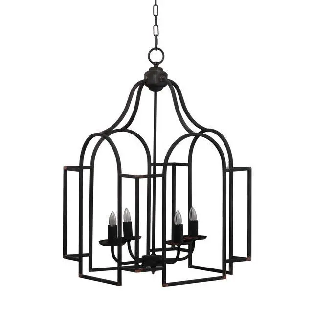 Alt view image 2 of 7 - 17.3x17.3x28.7" Malin Entry 4-Light Chandelier, Hanging Light Fixture for Kitchen Dining Room Foyer Entryway, Bulb Not included