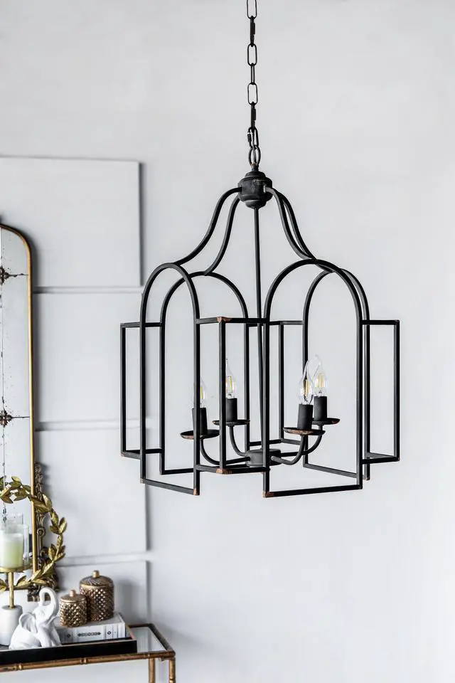 Main image of 17.3x17.3x28.7" Malin Entry 4-Light Chandelier, Hanging Light Fixture for Kitchen Dining Room Foyer Entryway, Bulb Not included