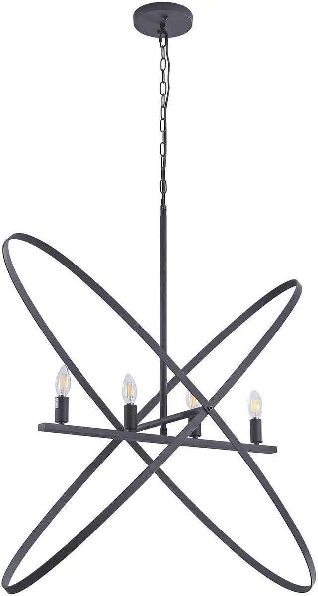 Main image of 29"L x 15"W x 37.5"H 4 Led Matte Black Atom Brass Metal Pendant