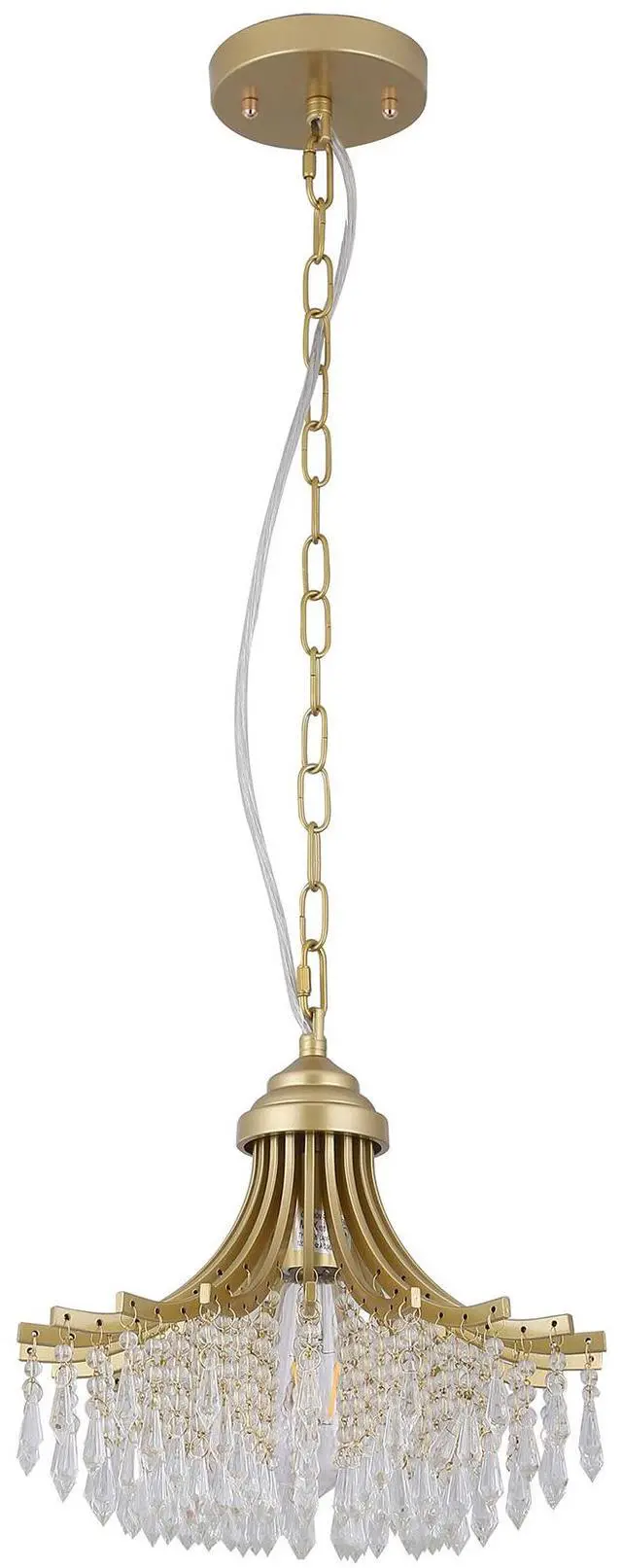 Main image of 11.75" Dia x 10" H Single Bulb Matte Gold Glass Fan Shape Pendant Chandelier