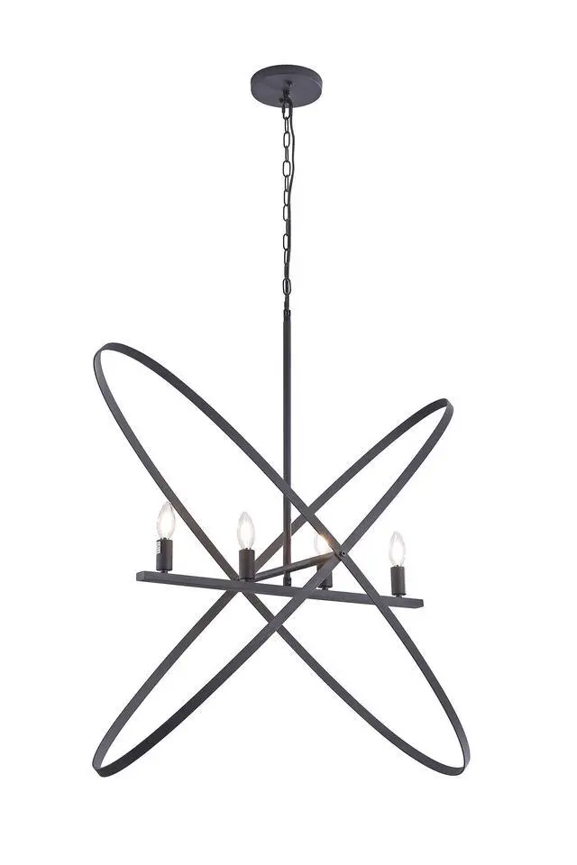 Alt view image 7 of 7 - 29"L x 15"W x 37.5"H 4 Led Matte Black Atom Brass Metal Pendant