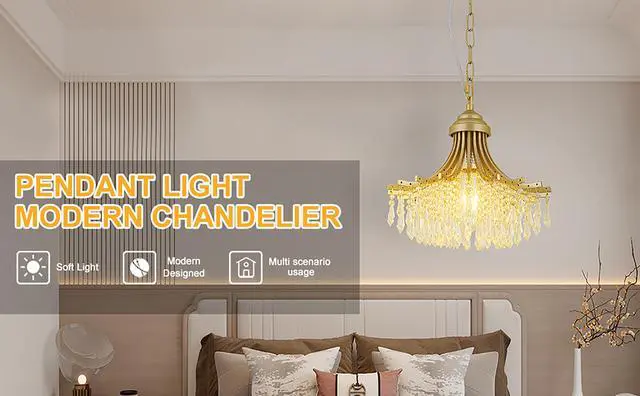 Alt view image 5 of 7 - 11.75" Dia x 10" H Single Bulb Matte Gold Glass Fan Shape Pendant Chandelier