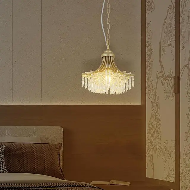 Alt view image 2 of 7 - 11.75" Dia x 10" H Single Bulb Matte Gold Glass Fan Shape Pendant Chandelier