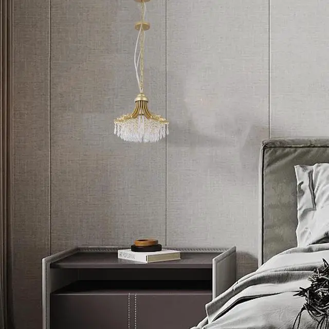 Alt view image 6 of 7 - 11.75" Dia x 10" H Single Bulb Matte Gold Glass Fan Shape Pendant Chandelier