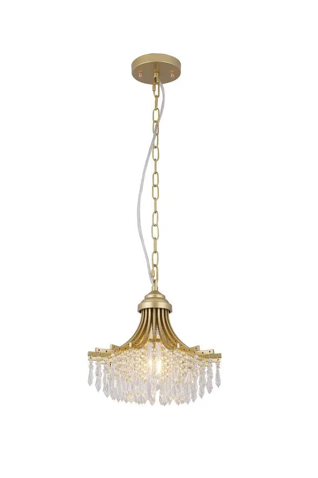 Alt view image 7 of 7 - 11.75" Dia x 10" H Single Bulb Matte Gold Glass Fan Shape Pendant Chandelier