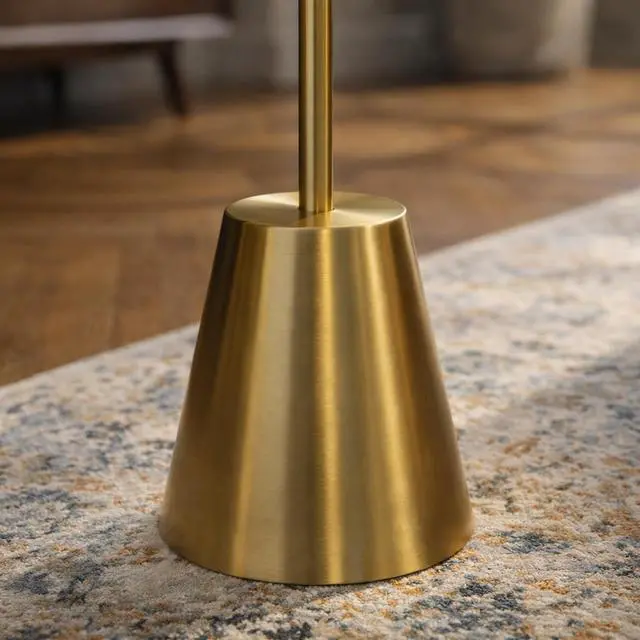 Alt view image 6 of 7 - Lumina Brassed Gold Floor Lamp with Rotary Switch Triple Spots Metal Cone Base