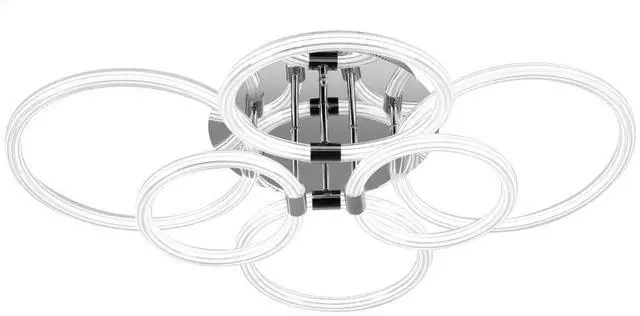Main image of Modern Led Ceiling Light, Flush Mount Ceiling Light with Dimmable Remote Control, 6Rings Acrylic Ceiling Light Fixture for Bedroom, Living Room, Kitchen, Office Lamps (6 Heads)