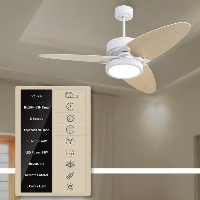 Alt view image 6 of 6 - Light Pro 52 in. Led indoor White Smart Ceiling Fan with Remote Control