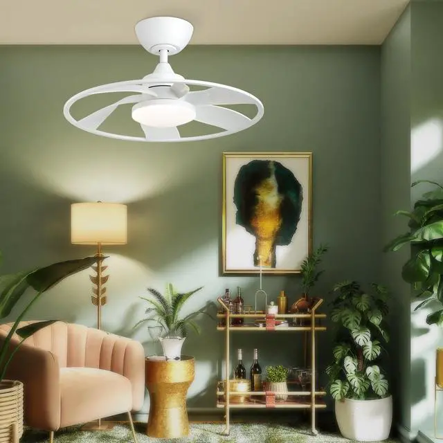 Alt view image 7 of 7 - Light Pro 22 in. Led indoor Matt White Smart Ceiling Fan with Dc Motor